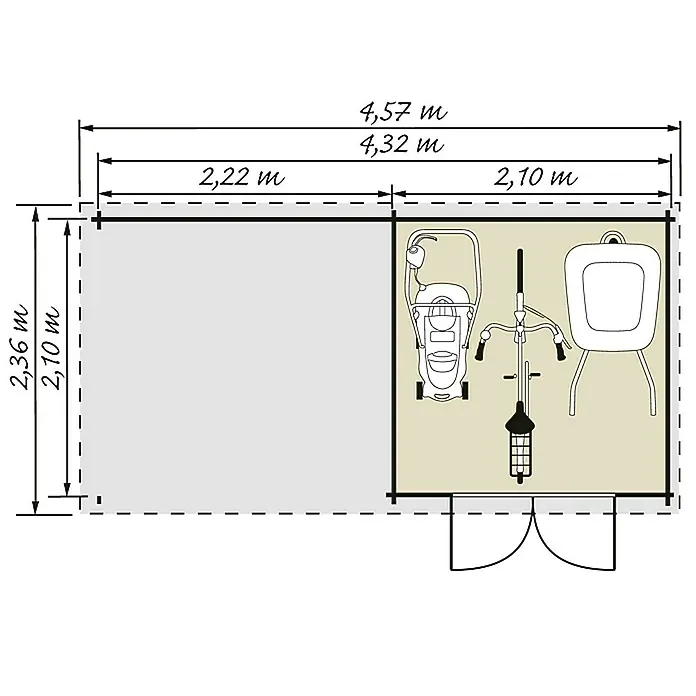 Caseta de madera Eco-Lounge - Madera, Área: 9 m², Espesor de pared: 19 mm