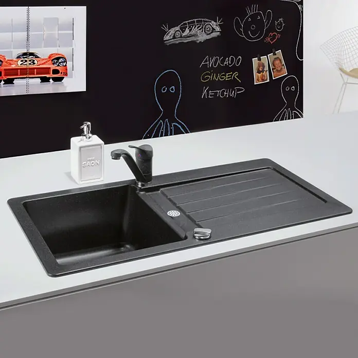 Admiral Einbauspüle Zako - 86 x 43,5 cm, 1 Becken, Pyragranite, Nero