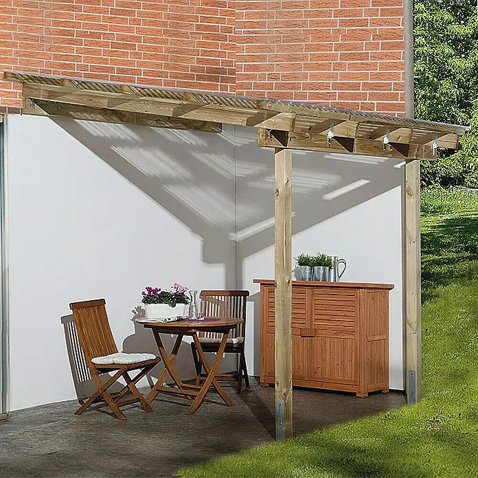 Weka Terrassenüberdachung Salsa - 4,6 m², Kiefer - Vorderansicht