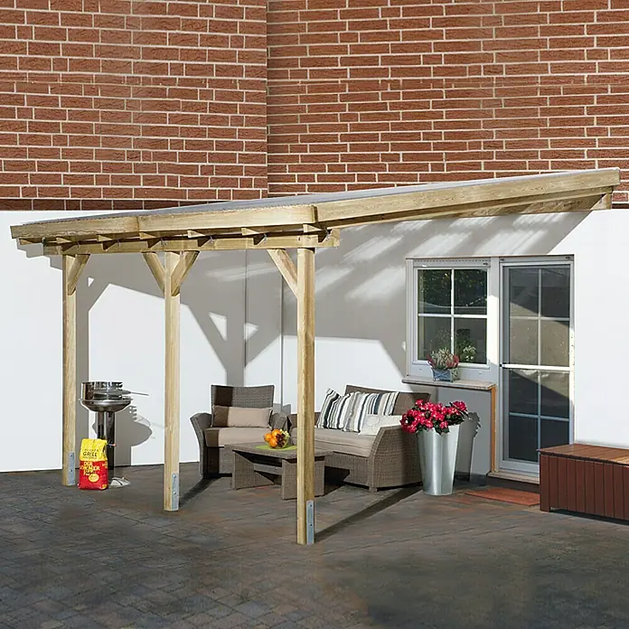 Weka Terrassenüberdachung Salsa - 9,68 m², Kiefer - Vorderansicht