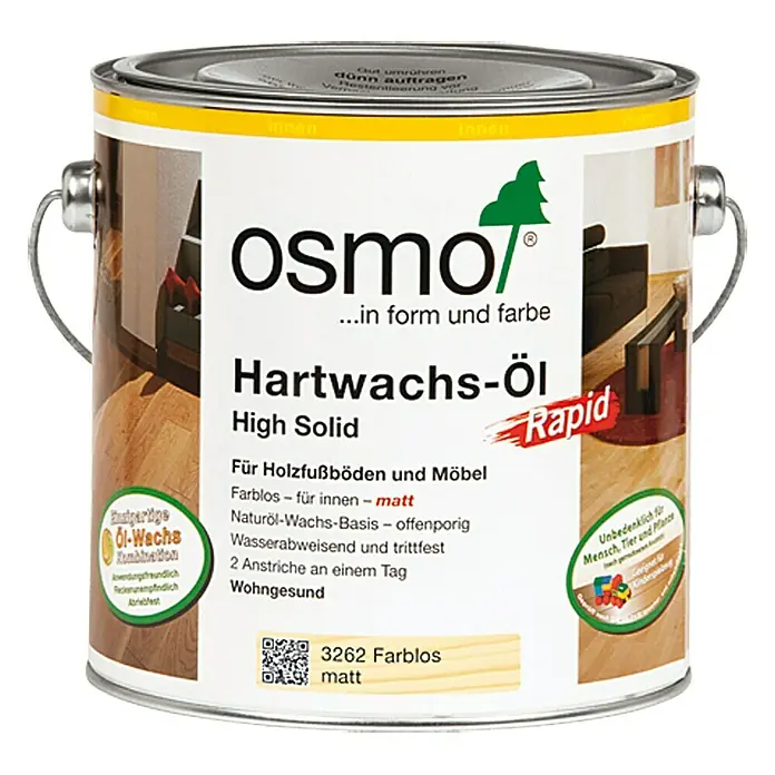 Osmo High Solid Hartwachsöl Rapid 3262 - Farblos, 2,5 l, Matt - Vorderansicht