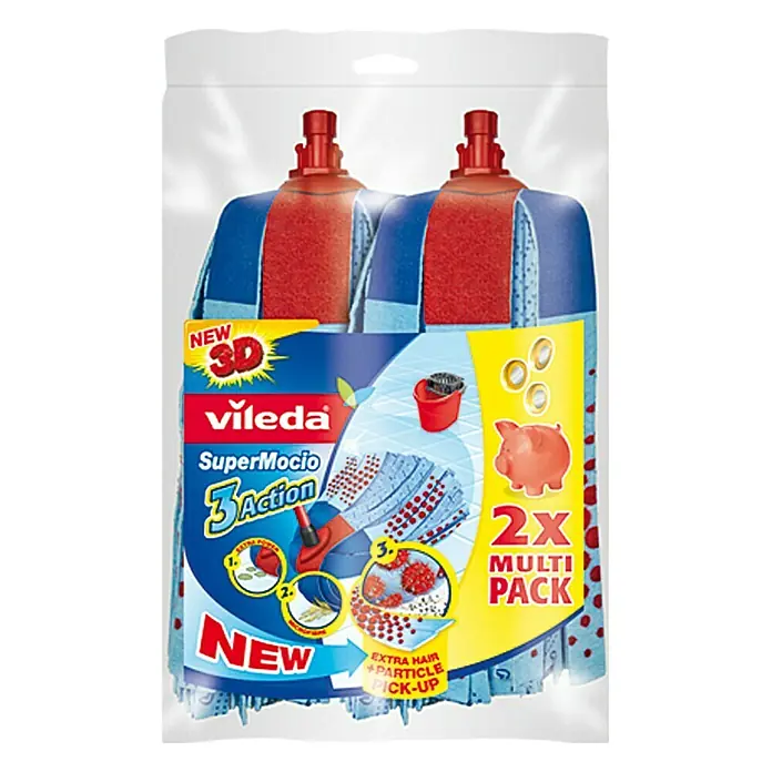 Vileda SuperMocio Wischmop-Ersatzkopf 3Action - Material Bezug: Mikrofaser, 2 Stk. - Vorderansicht