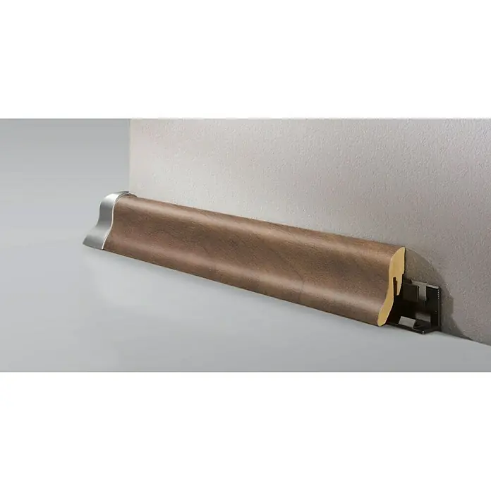 LOGOCLIC Podna kutna lajsna K40 orah Novara - 2,6 m x 22 mm x 40 mm, Vitičasti oblik - Živopisni prikaz