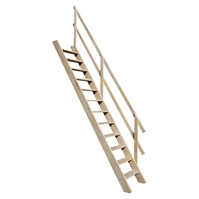Solid Elements Holzwangentreppe - Buche, Geschosshöhe: 272 cm - Rechte Seitenansicht