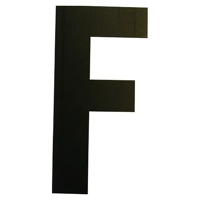 Folienzeichen - Buchstabe F, 10 cm, PVC, Schwarz - Ansicht von oben