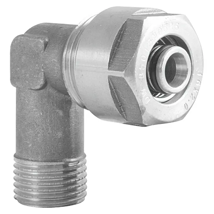 Schraubwinkel - Durchmesser: 20 mm, Außengewinde: ¾″, Vernickelt
