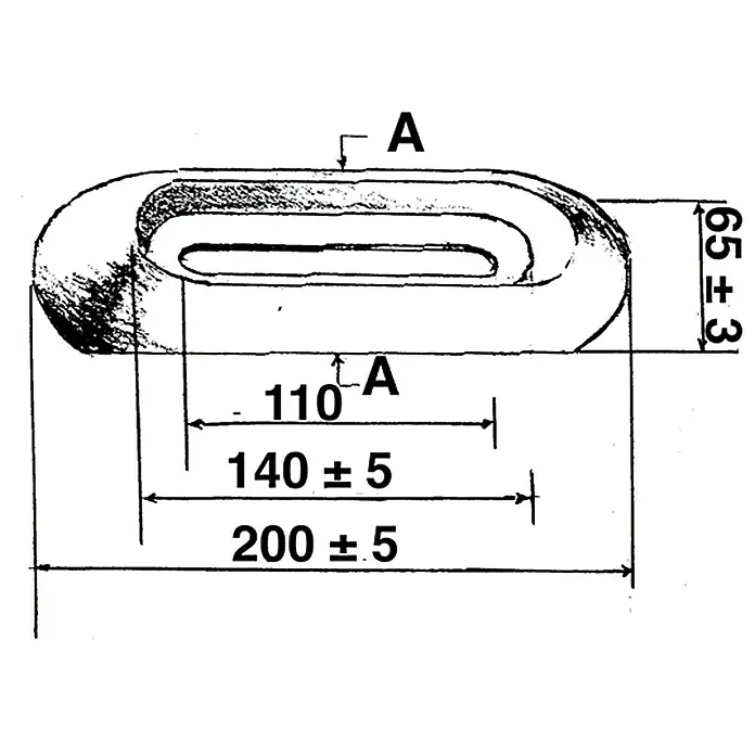 Talamex Rumpfanode - Aluminium, 550 g, Süß- & Brackwasser, 200 x 65 x 35 mm, Schrauben