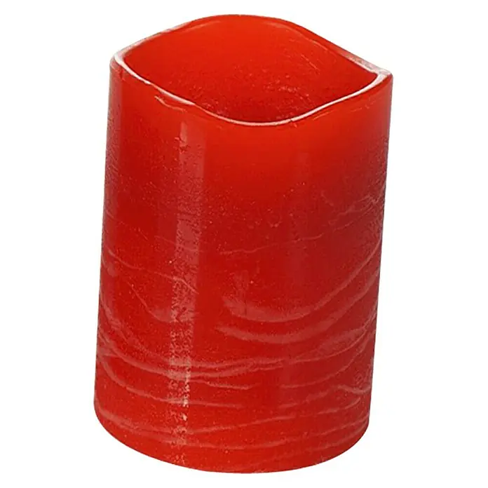 Flower Power LED-Kerze PARVO - Rot, Höhe: 10 cm, Durchmesser: 7,5 cm, Echtwachs - Vorderansicht