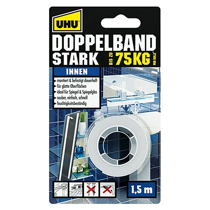 UHU Doppelband Stark Universal - 1,5 m x 19 mm - Vorderansicht