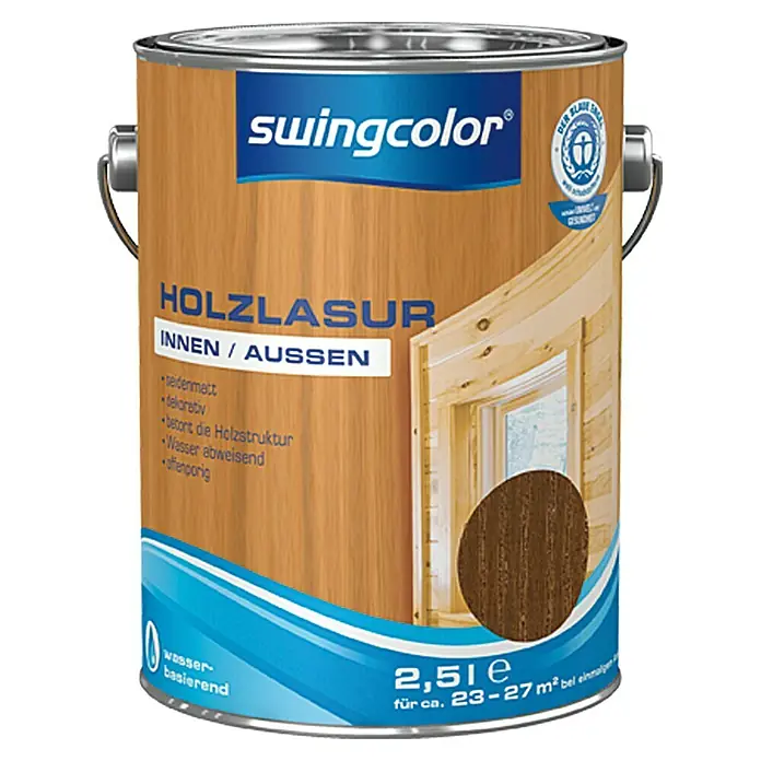 swingcolor Holzlasur - Nussbaum, 2,5 l, Seidenmatt - Vorderansicht