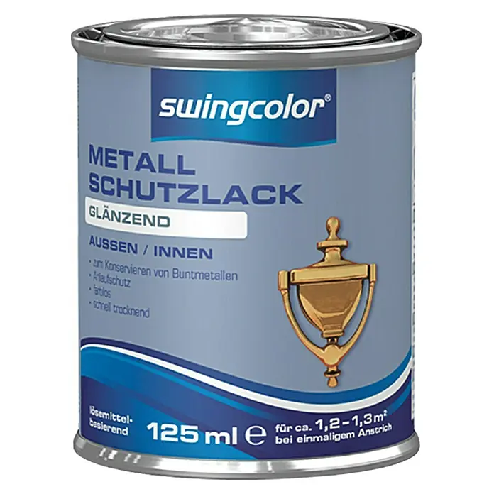 swingcolor Metall-Schutzlack Klarlack - Farblos, 125 ml, Glänzend, Innen, Lösemittelbasiert - Vorderansicht