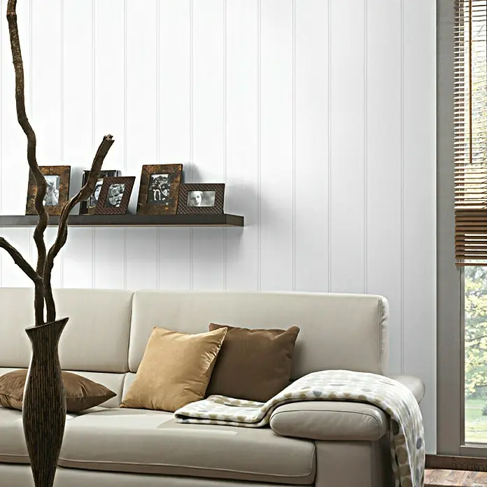 LOGOCLIC Decoration Paneli strukturirane bijele boje - 2.600 x 202 x 10 mm - Živopisni prikaz