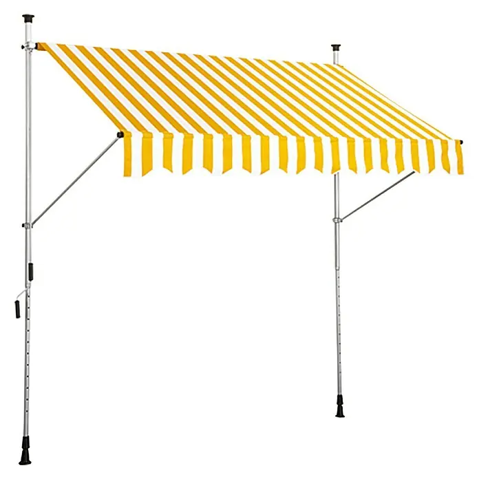 Sunfun Tenda s nosačem - Žuto-bijele boje, Širina: 2,5 m, Izvlačenje: 1,3 m