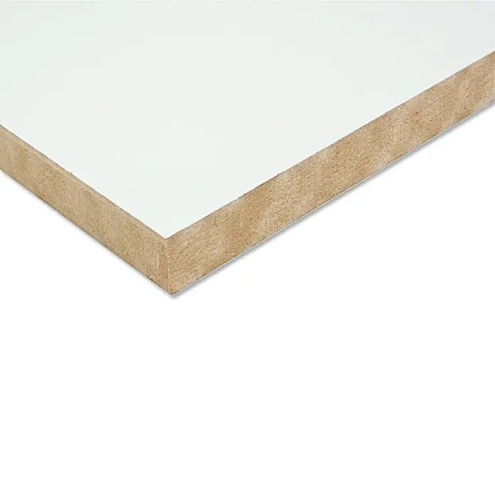 MDF-Platte mit Grundierung nach Maß - Weiß, Max. Zuschnittsmaß: 2.800 x 2.050 mm, Stärke: 19 mm - Rechte Seitenansicht