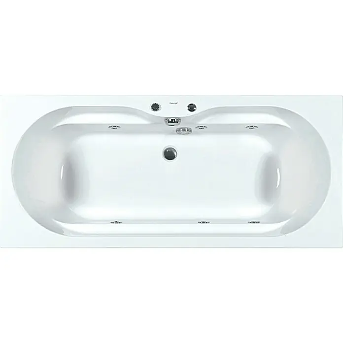 Camargue Montpellier Whirlpool Aqua Duo - 180 x 80 cm, In hoogte verstelbare poten, Sanitairacryl, Wit