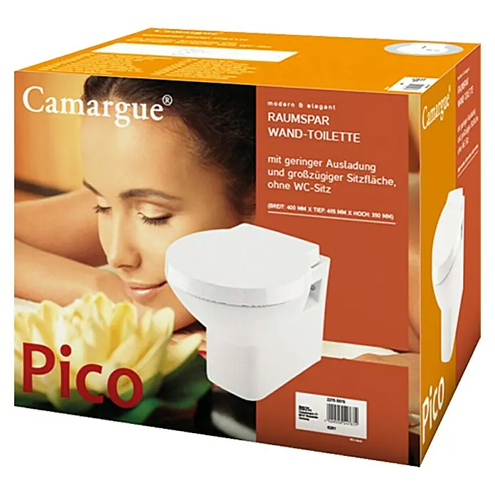 Camargue Wand-WC Pico - Spülrandlos, Spülform: Tief, WC Abgang: Waagerecht, Weiß