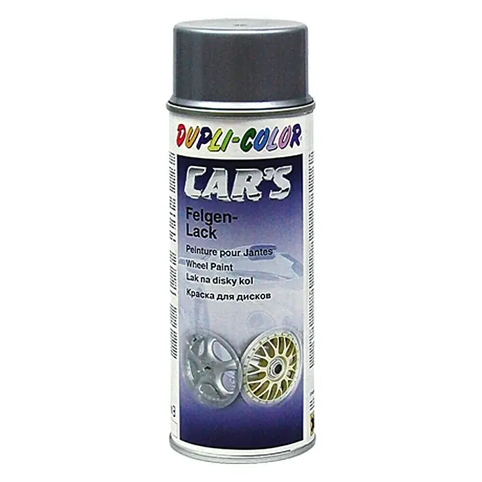 Dupli-Color Car's Lak u spreju za naplatke - Srebrne boje, Svilenkasti sjaj, 400 ml - Pogled sprijeda