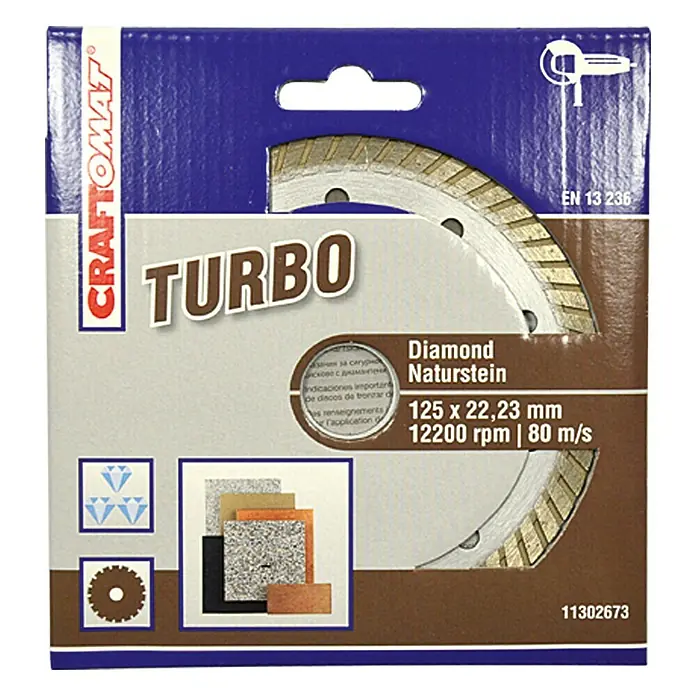 Craftomat Diamant-Trennscheibe - Naturstein, Durchmesser Scheibe: 125 mm - Vorderansicht