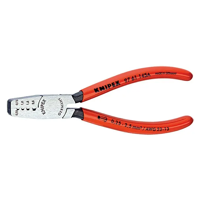 Knipex Crimpzange für Aderendhülsen - Länge: 145 mm, Material Griff: Kunststoff überzogen - Vorderansicht