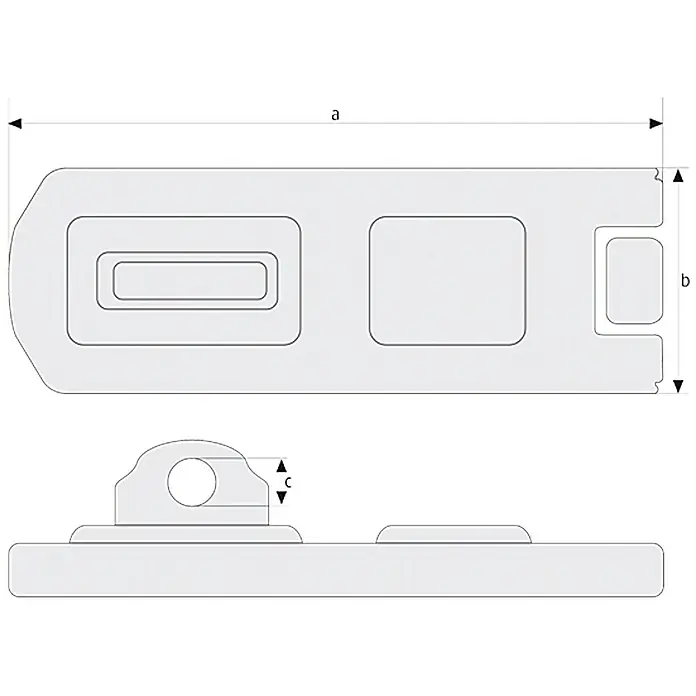 Abus Gelenk-Überfalle 110 - Maße Überfalle: 155 x 45 mm, Durchmesser Öse: 12,2 mm, Stahl - Vorderansicht
