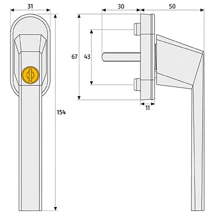 Abus Fenstergriff FG 110 - Weiß, Abschließbar - Vorderansicht