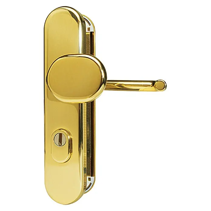 Abus Schutzbeschlag KLZS 714 - Wohnungsabschlusstür, Messing, Türstärke: 37 mm - 47 mm, Knopf außen, Drücker innen - Vorderansicht