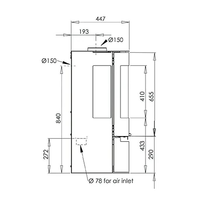 Aduro Kaminofen 9 Air - 6 kW, Raumheizvermögen: 334 m³, Schwarz - Detailaufnahme