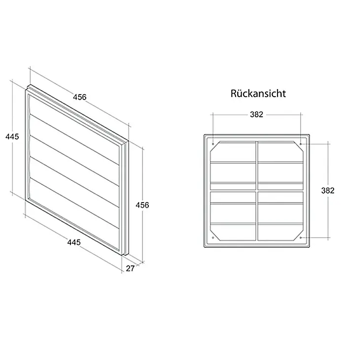 Air-Circle Jalousieklappe FS 16 - Passend für: Außenwand-Ventilator Basic 250 - Vorderansicht