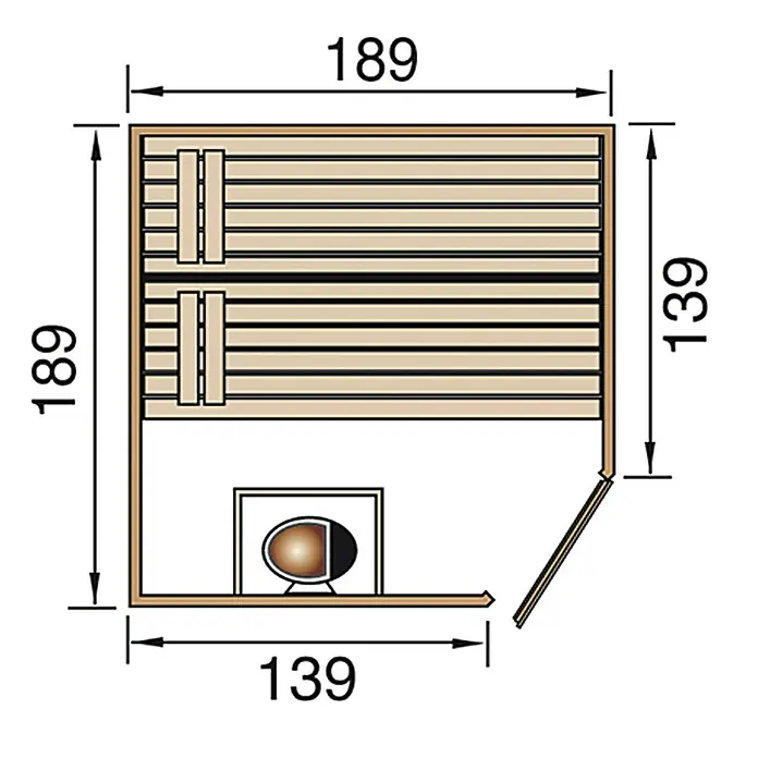Weka Massivholzsauna 539 GT Gr.2 - Ohne Ofen, 189 x 189 x 203,5 cm - Ansicht von oben
