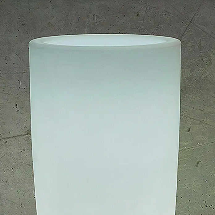 Kerek ültetőoszlop Bambu - Fehér, Magasság: 90 cm, Világítással - Elülső nézet