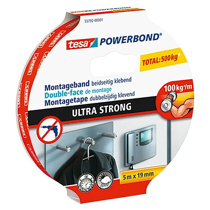 Tesa Powerbond Montageband Ultra Strong - 5 m x 19 mm