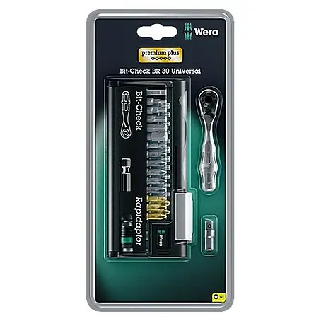 Wera Premium Plus Bit- & Ratschen-Set Bit Check BR 30