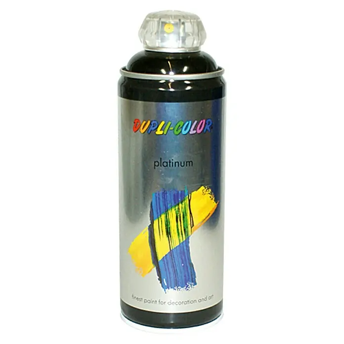 Dupli-Color Platinum Kleurlak, spray platinum RAL 9005 Zwart - Zwart, 400 ml, Glanzend - Vooraanzicht