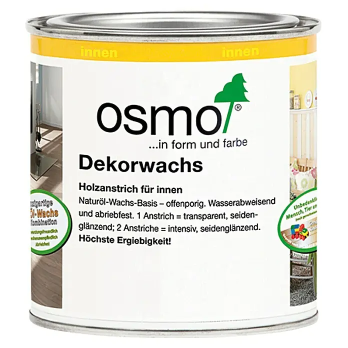 Osmo Dekorwachs - Weiß, 375 ml, Seidenglänzend, Naturöl-Wachs-Basis - Vorderansicht