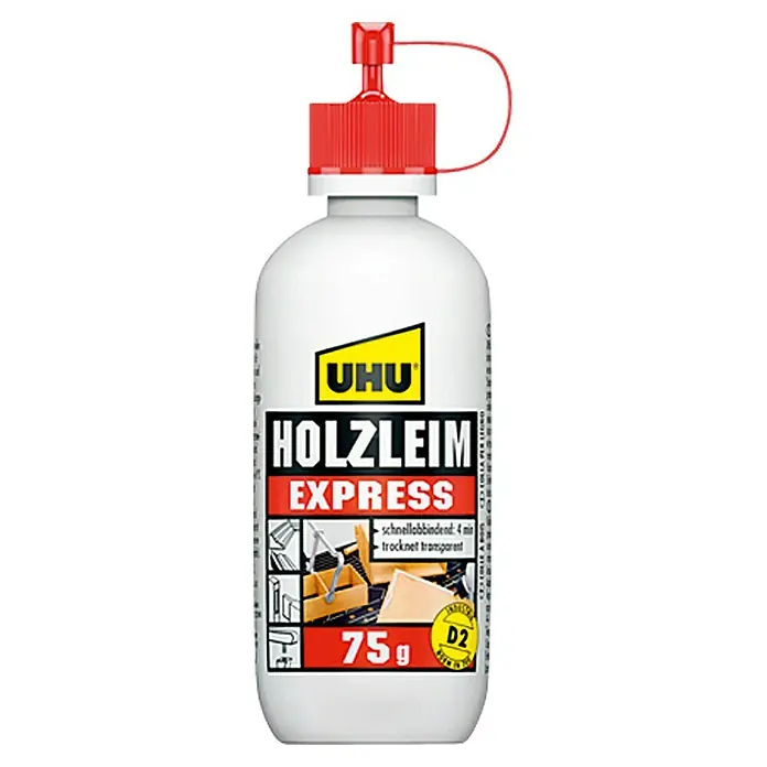 UHU Holzleim Express - 75 g, Lösemittelfrei - Vorderansicht