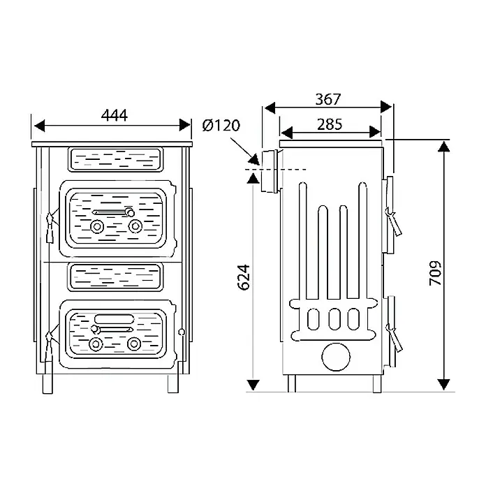 Wamsler Werkstattofen WO 109-6F - 6 kW, Mit Fenster, Raumheizvermögen: 116 m³, Anthrazit - Vorderansicht