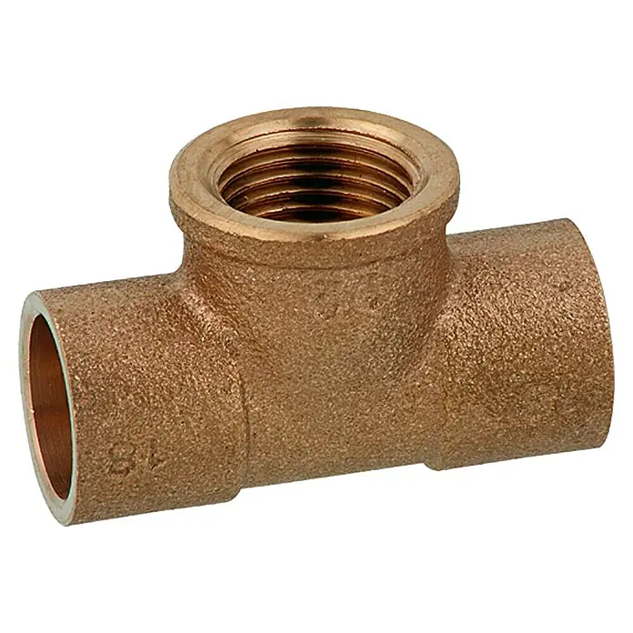 T-Stück 4130g - Durchmesser: 18 mm, Innengewinde: ½″, Rotguss - Vorderansicht