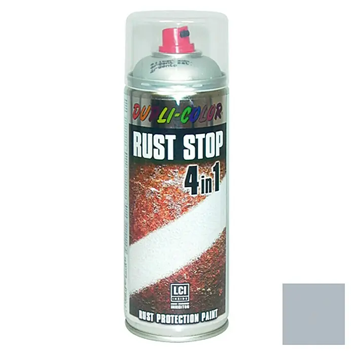 Dupli-Color Sprej za zaštitu od hrđe 4in1 RAL 9006 - Srebrne boje, 400 ml, Svilenkasti mat - Pogled sprijeda
