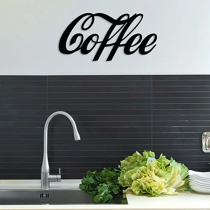 Wandobjekt - Coffee, Schwarz, 60 x 25 cm - Vorderansicht