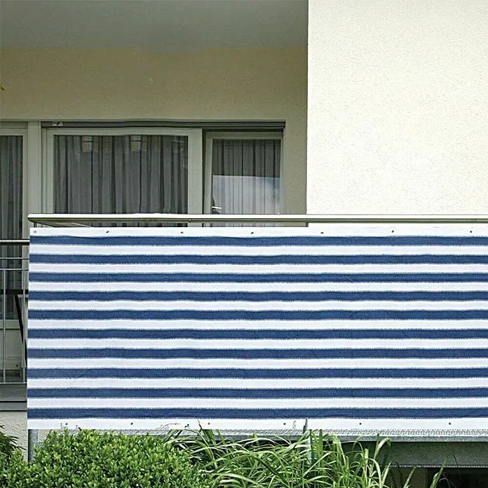 Gardol Zaštita od pogleda za balkon - Plavo-bijele boje, 5 x 0,9 m - Proizvod u upotrebi