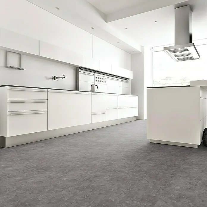 b!design Suelo de vinilo Tile Leon gris claro - 605 x 304,8 x 5 mm, Efecto de baldosa - Foto ambiente