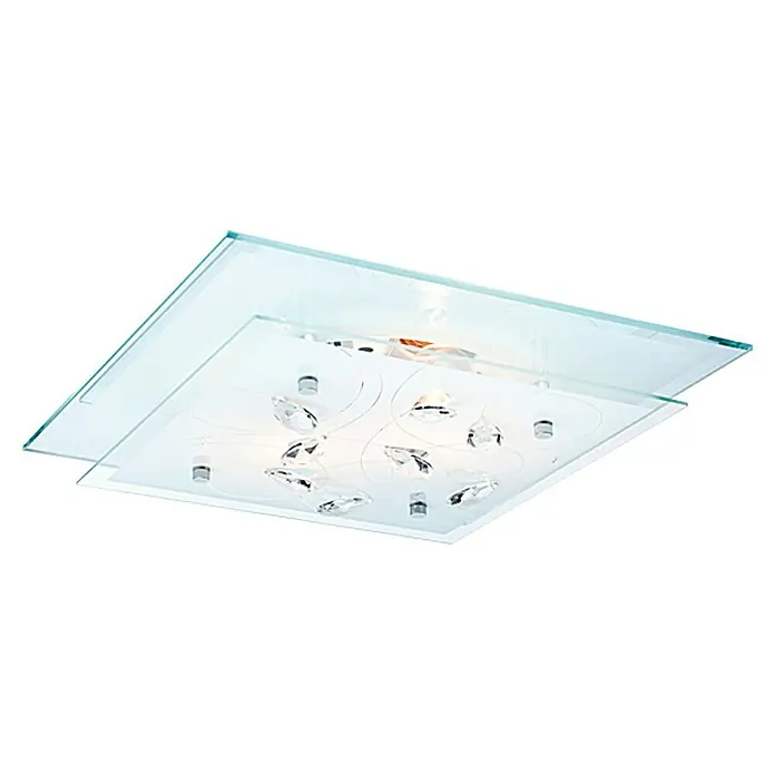 Globo Plafón Jasmina - 80 W, 33,5 x 33,5 x 8,5 cm, Cromo, E27 - Vista ascendente