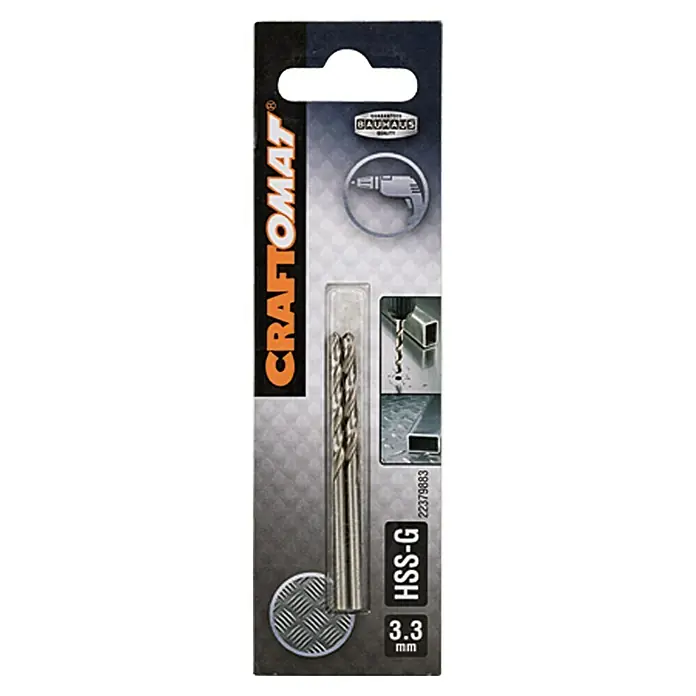 Craftomat Svrdlo za metal HSS-G - Promjer: 3,3 mm, Duljina: 61 mm - Pogled sprijeda