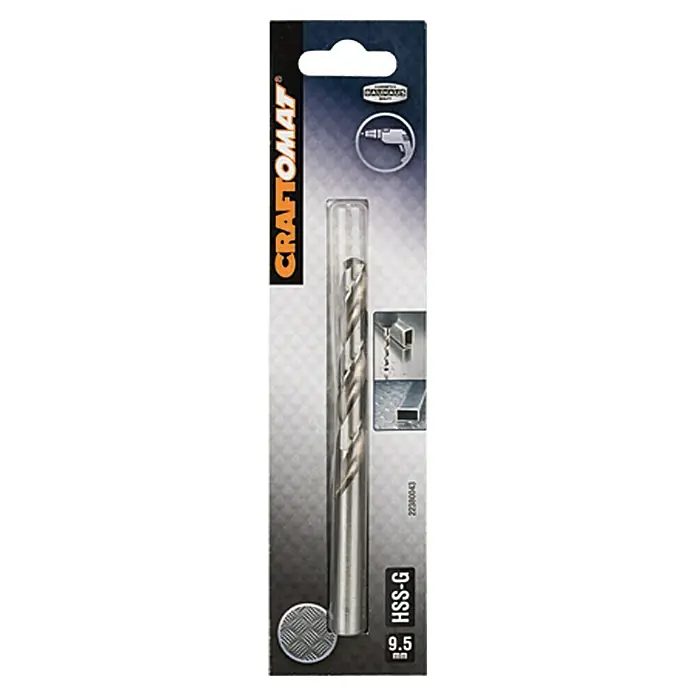 Craftomat Svrdlo za metal HSS-G - Promjer: 9,5 mm, Duljina: 125 mm - Pogled sprijeda