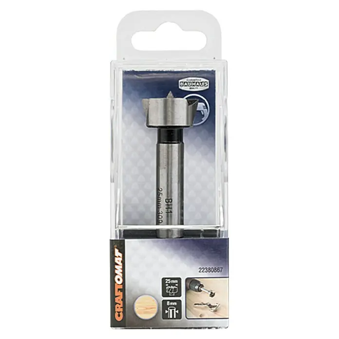 Craftomat Forstner svrdlo - Promjer: 25 mm, Promjer brtve: 8 mm - Pogled sprijeda