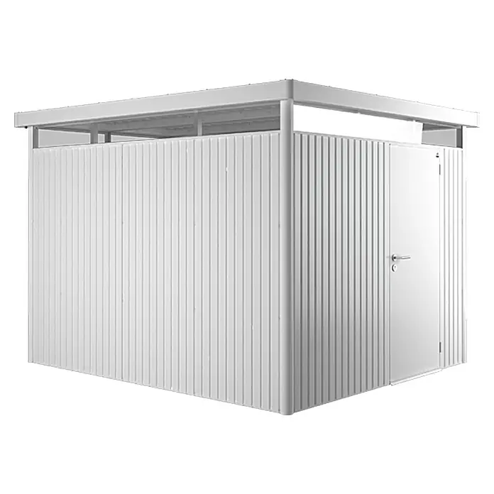 Biohort Gerätehaus HighLine - Außenbreite inkl. Dachüberstand: 236 cm, Außentiefe inkl. Dachüberstand: 180 cm, Stahl, Weiß