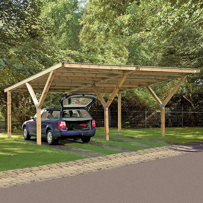 Weka Carport - 6,06 x 5,94 m, Einfahrtshöhe: 2,41 m vorne