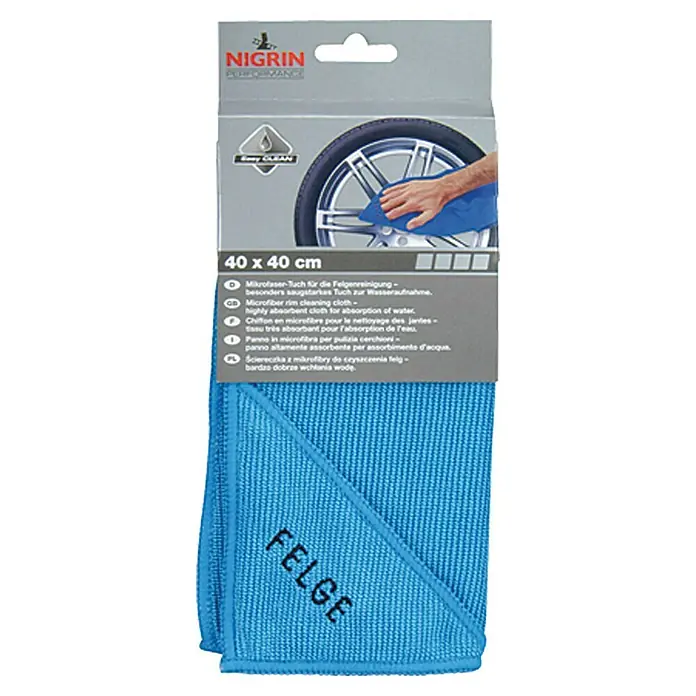 Nigrin Performance Mikrofasertuch Felge - 40 x 40 cm, Blau - Vorderansicht