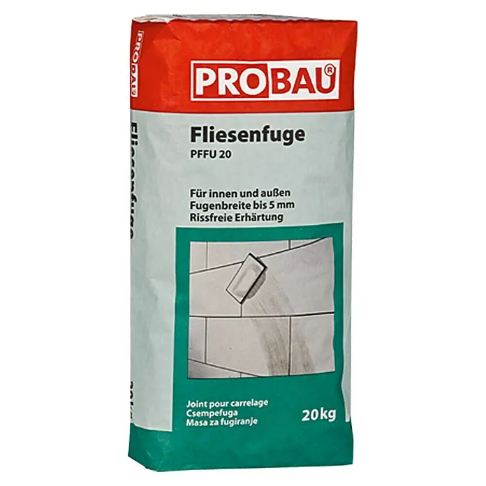 Probau Masa za fugiranje za pločice - Srebrnosive boje, 20 kg - Pogled sprijeda