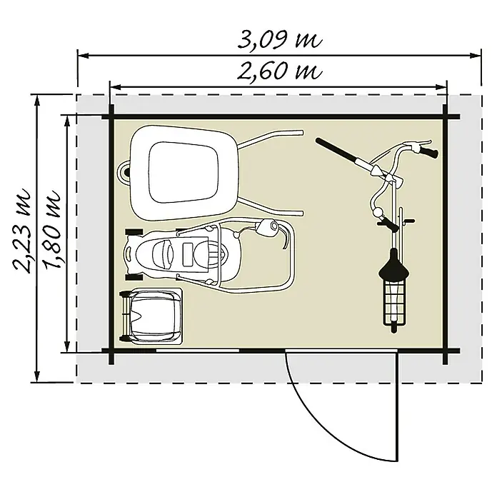 Caseta de madera Kopenhagen 2 - Madera, Área: 4,7 m², Espesor de pared: 19 mm